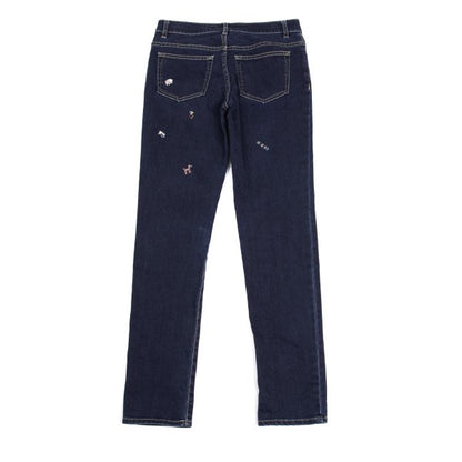 NON NO Animal Embroidered Slim Jeans Indigo Blue Size S