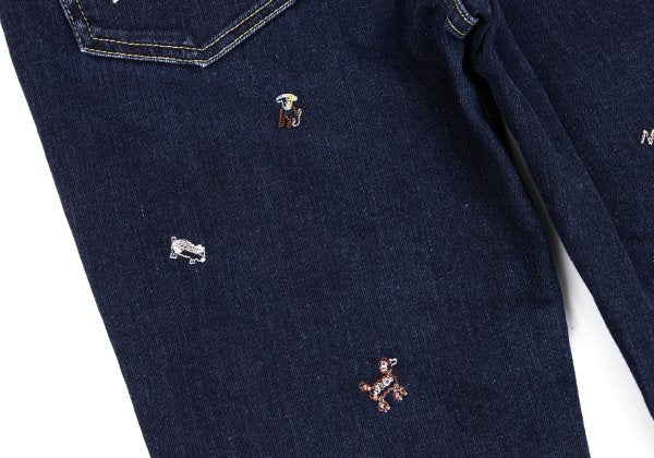 NON NO Animal Embroidered Slim Jeans Indigo Blue Size S