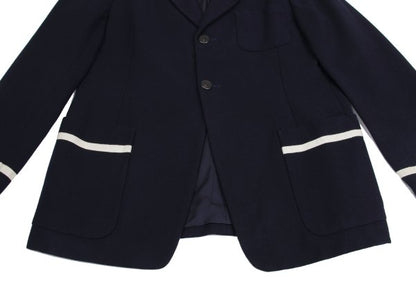 Yohji Yamamoto POUR HOMME Taping Wool Jacket Navy Size M