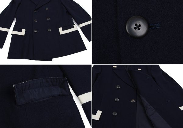 Yohji Yamamoto POUR HOMME Taped Wool Jacket Navy Size S