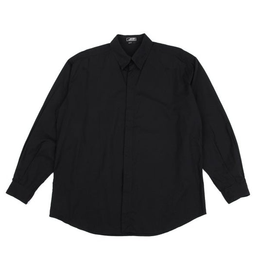 GIANNI VERSACE Honeycomb Weave Fly-Front Shirt Navy Size 54