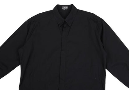 GIANNI VERSACE Honeycomb Weave Fly-Front Shirt Navy Size 54