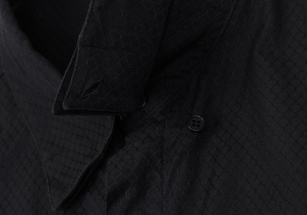 GIANNI VERSACE Honeycomb Weave Fly-Front Shirt Navy Size 54