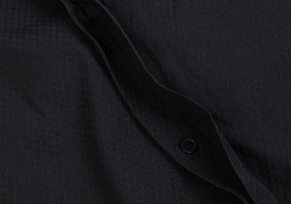 GIANNI VERSACE Honeycomb Weave Fly-Front Shirt Navy Size 54