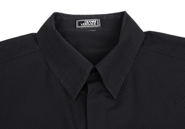 GIANNI VERSACE Honeycomb Weave Fly Front Shirt Navy Size 54