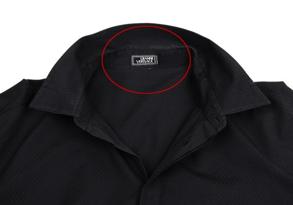 GIANNI VERSACE Honeycomb Weave Fly Front Shirt Navy Size 54