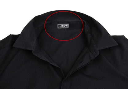 GIANNI VERSACE Honeycomb Weave Fly Front Shirt Navy Size 54