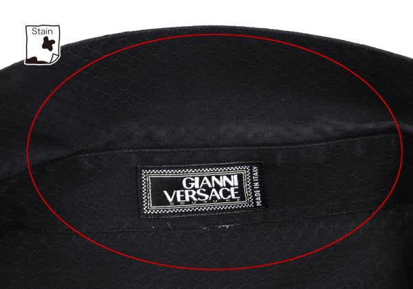 GIANNI VERSACE Honeycomb Weave Fly Front Shirt Navy Size 54