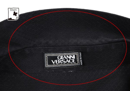 GIANNI VERSACE Honeycomb Weave Fly Front Shirt Navy Size 54