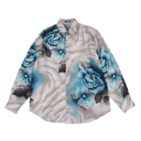 GIANNI VERSACE Gradation Flower Print Shirt Brown Size 54