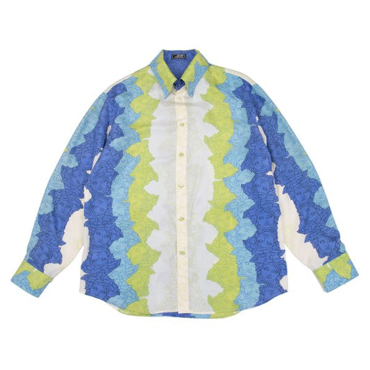GIANNI VERSACE Medusa Print Silk Shirt White Size 54