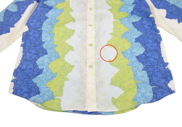 GIANNI VERSACE Medusa Print Silk Shirt White Size 54