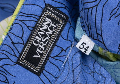 GIANNI VERSACE Medusa Print Silk Shirt White Size 54