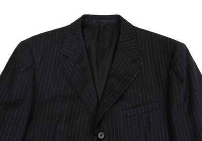 GIANNI VERSACE Black Wool Stripe 3B Jacket Size 54