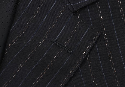 GIANNI VERSACE Black Wool Stripe 3B Jacket Size 54