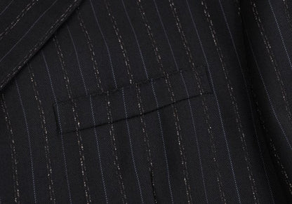 GIANNI VERSACE Black Wool Stripe 3B Jacket Size 54