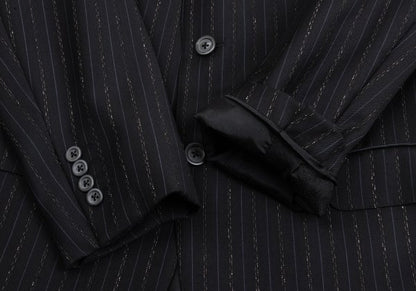 GIANNI VERSACE Black Wool Stripe 3B Jacket Size 54