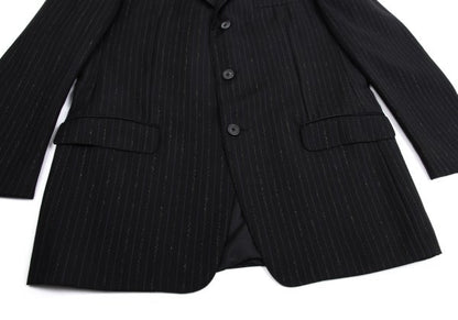 GIANNI VERSACE Black Wool Stripe 3B Jacket Size 54