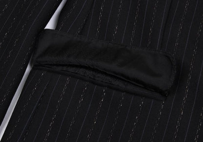 GIANNI VERSACE Black Wool Stripe 3B Jacket Size 54
