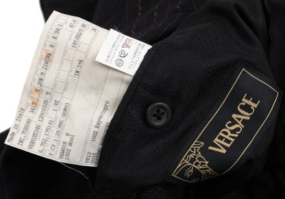 GIANNI VERSACE Black Wool Stripe 3B Jacket Size 54