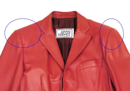 GIANNI VERSACE Double Pocket Leather Blazer Red Size L