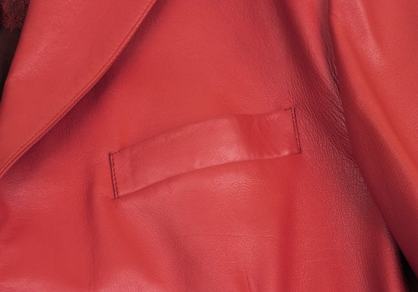 GIANNI VERSACE Double Pocket Leather Blazer Red Size L
