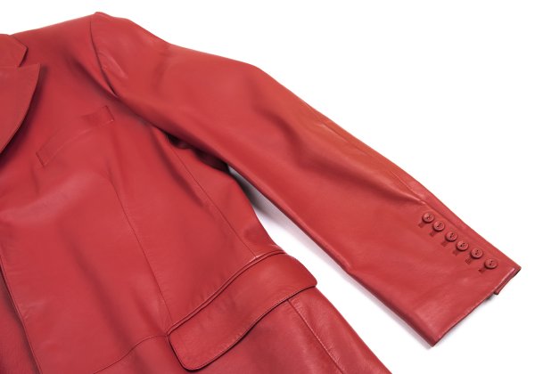 GIANNI VERSACE Double Pocket Leather Blazer Red Size L