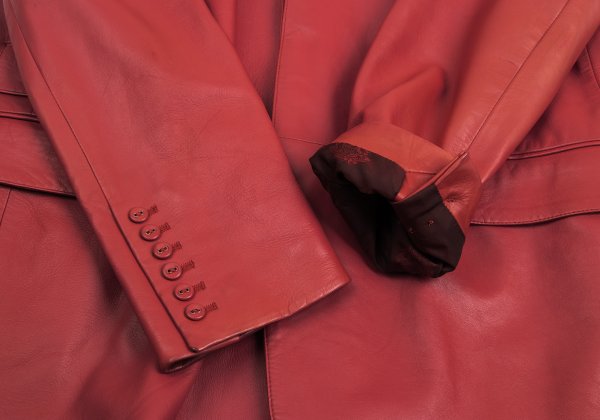 GIANNI VERSACE Double Pocket Leather Blazer Red Size L