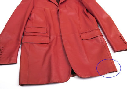 GIANNI VERSACE Double Pocket Leather Blazer Red Size L