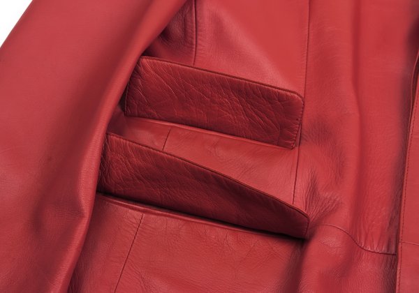 GIANNI VERSACE Double Pocket Leather Blazer Red Size L
