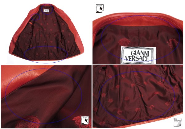 GIANNI VERSACE Double Pocket Leather Blazer Red Size L