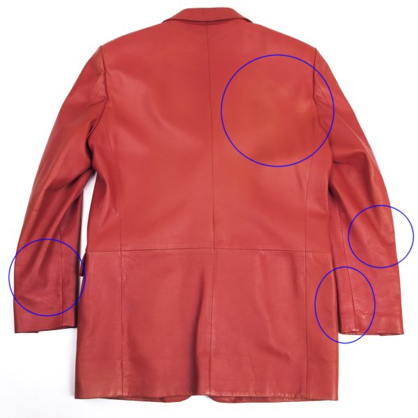 GIANNI VERSACE Double Pocket Leather Blazer Red Size L