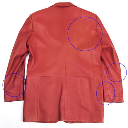 GIANNI VERSACE Double Pocket Leather Blazer Red Size L