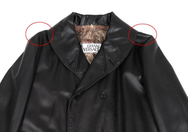 GIANNI VERSACE Fur Lined Double-Breasted Coat Black Size L