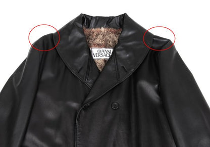 GIANNI VERSACE Fur Lined Double-Breasted Coat Black Size L