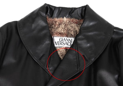 GIANNI VERSACE Fur Lined Double-Breasted Coat Black Size L