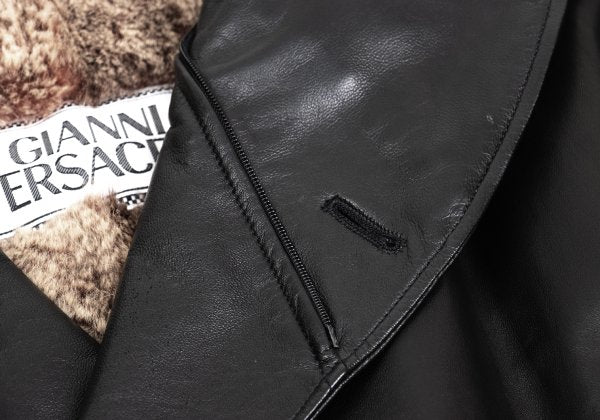 GIANNI VERSACE Fur Lined Double-Breasted Coat Black Size L