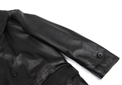 GIANNI VERSACE Fur Lined Double-Breasted Coat Black Size L