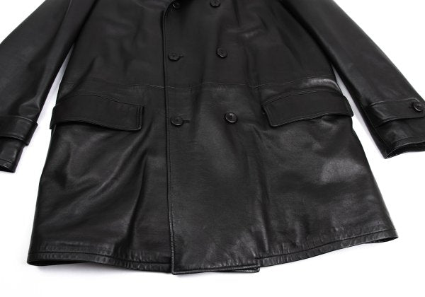 GIANNI VERSACE Fur Lined Double-Breasted Coat Black Size L