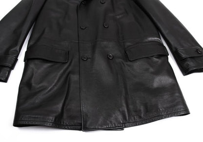 GIANNI VERSACE Fur Lined Double-Breasted Coat Black Size L