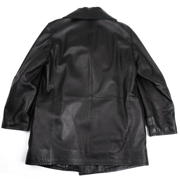 GIANNI VERSACE Fur Lined Double-Breasted Coat Black Size L