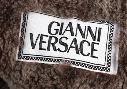 GIANNI VERSACE Fur Lined Double-Breasted Coat Black Size L