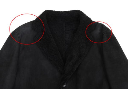 GIANNI VERSACE Black Mouton Boa-Lined Coat Size XL