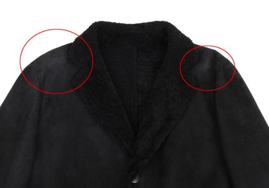 GIANNI VERSACE Black Mouton Boa-Lined Coat Size XL