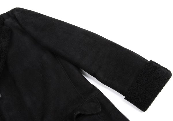 GIANNI VERSACE Black Mouton Boa-Lined Coat Size XL