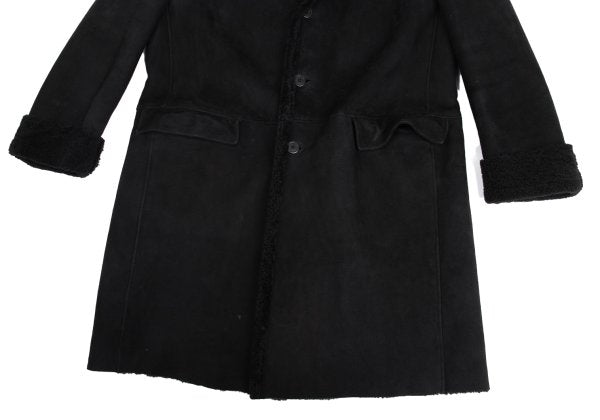 GIANNI VERSACE Black Mouton Boa-Lined Coat Size XL