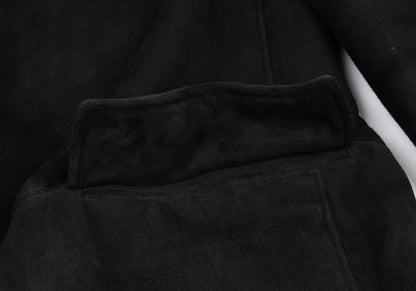 GIANNI VERSACE Black Mouton Boa-Lined Coat Size XL
