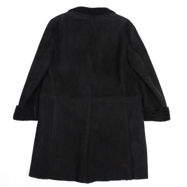 GIANNI VERSACE Black Mouton Boa-Lined Coat Size XL