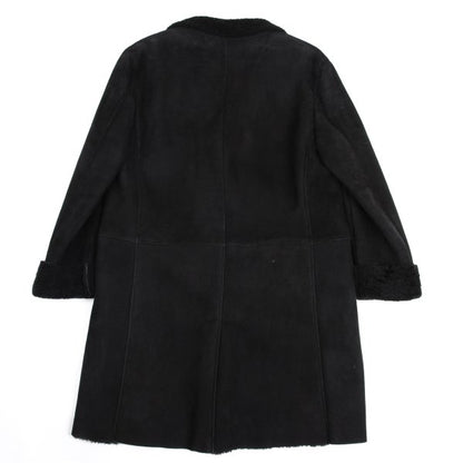 GIANNI VERSACE Black Mouton Boa-Lined Coat Size XL
