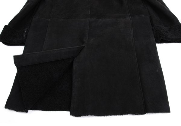 GIANNI VERSACE Black Mouton Boa-Lined Coat Size XL